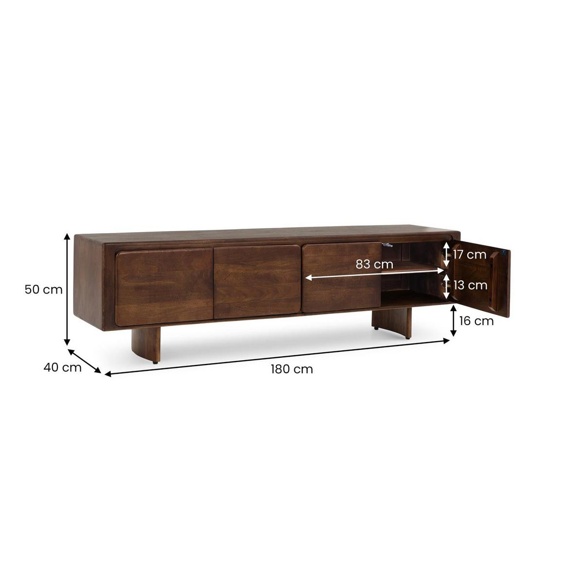 LOWBOARD DIMA dunkelbraun - Dunkelbraun, Holz (180/51/40cm) - IDIMEX