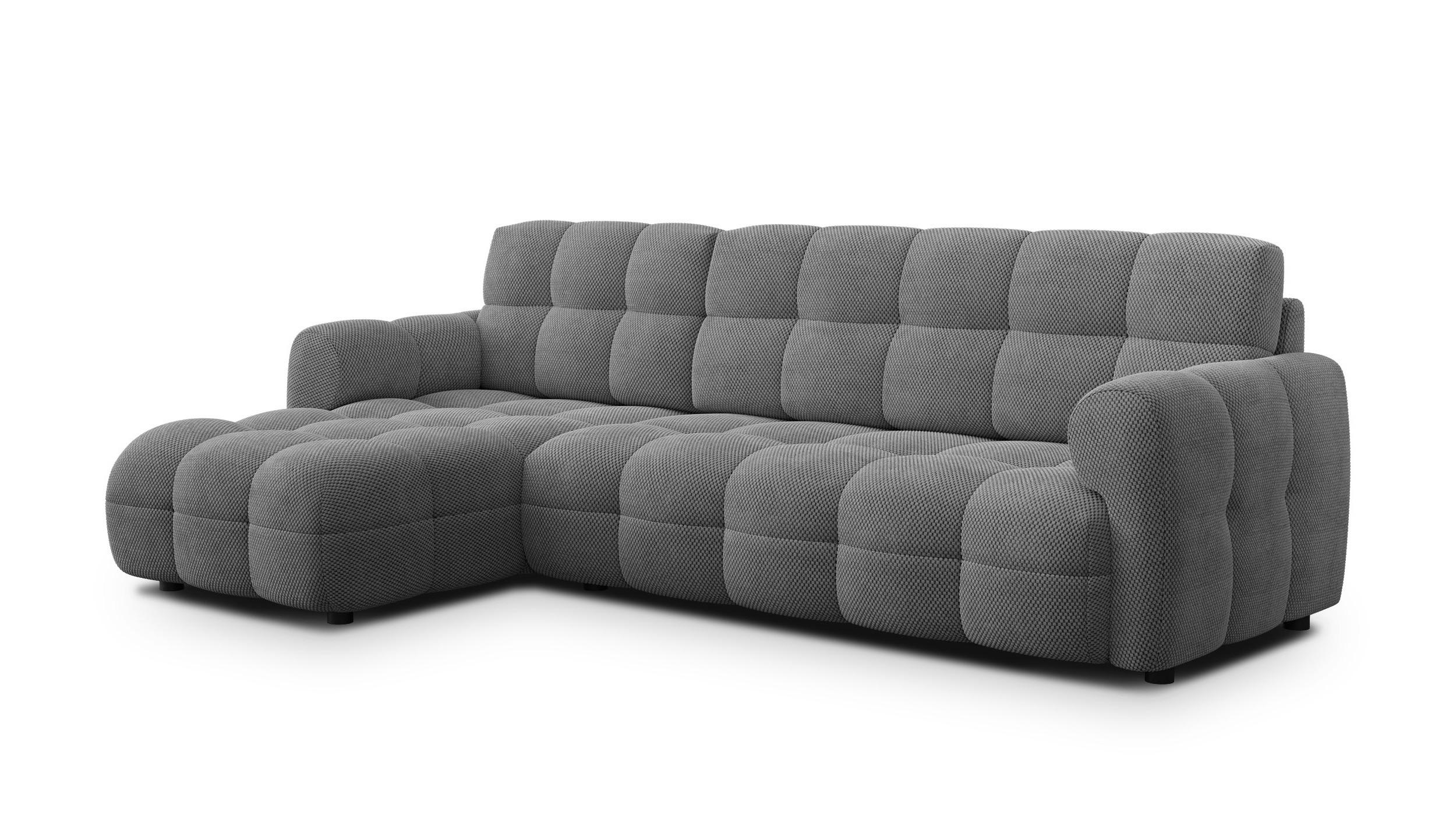 ECKSOFA MELLOW 4-Sitzer, grau - Schwarz/Grau, Holz/Textil (262/156cm) - Wozimo