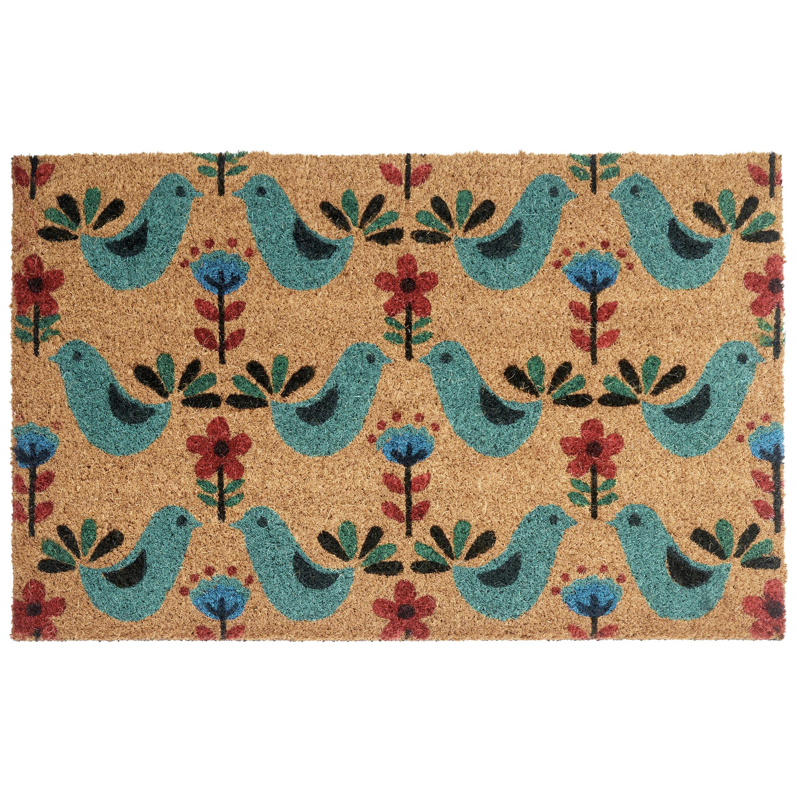 FUSSMATTE Bunt 50/80 cm Vogel Kokosfasern Tanana - Multicolor, Textil (50/80cm) - Beliani