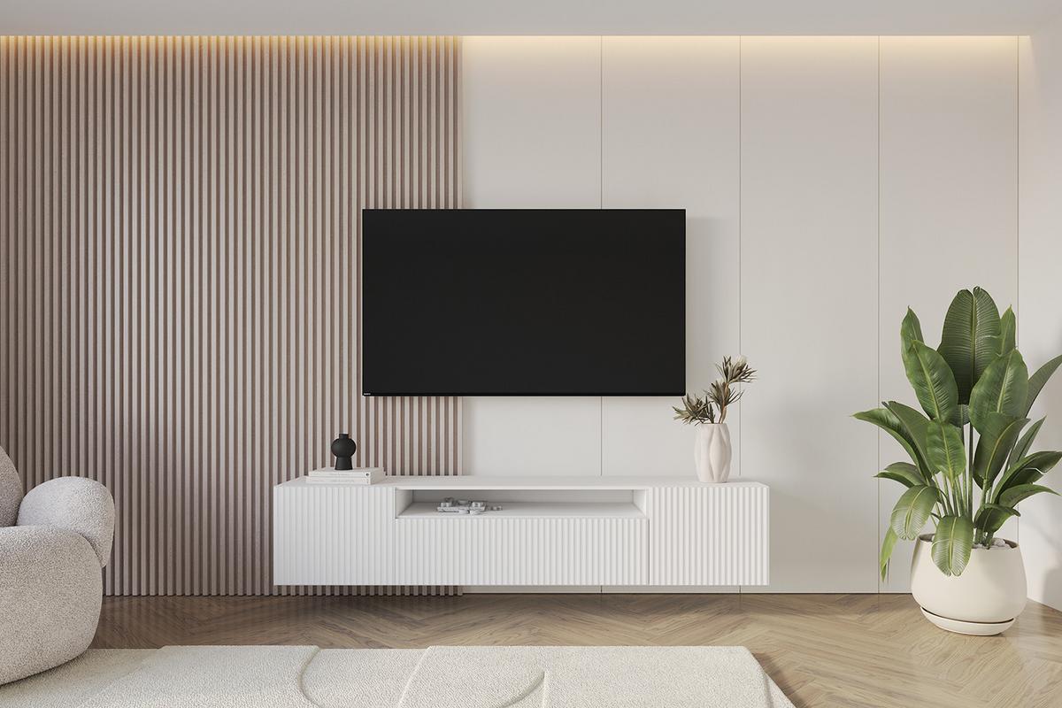 LOWBOARD NOA-2-W 200x40x41 cm - Weiß - Weiß, Holzwerkstoff (200/40/41cm) - ALTDECOR