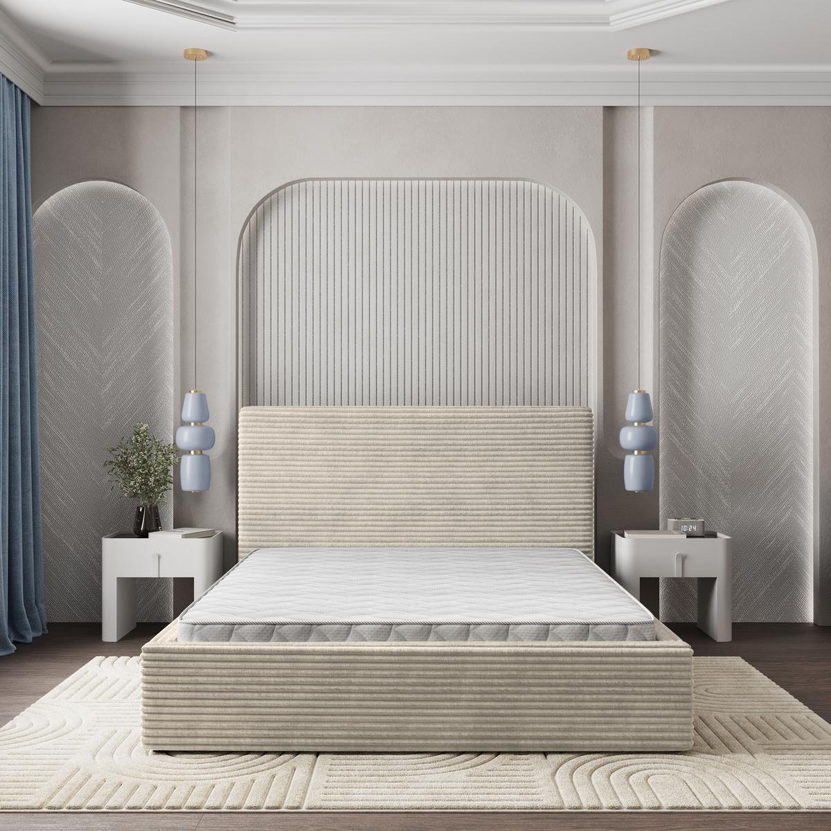 POLSTERBETT MIRETTI 120x200 cm mit Bettkästen - Creme - Creme, Holz/Textil - MASSENO