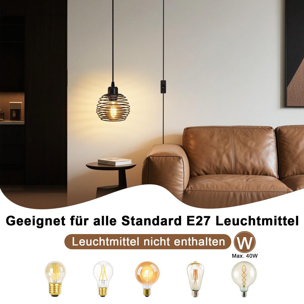 PENDELLEUCHTE BERNHARD Ⅲ 13/15/450 cm - Schwarz, Metall (13/15/450cm) - Nettlife