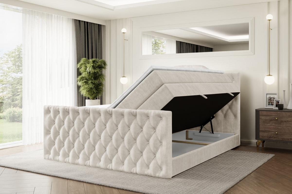 BOXSPRINGBETT VILA-1-Z KING - 120x200 - H3/H4 - Creme - Creme, Holzwerkstoff (120/200cm) - ALTDECOR