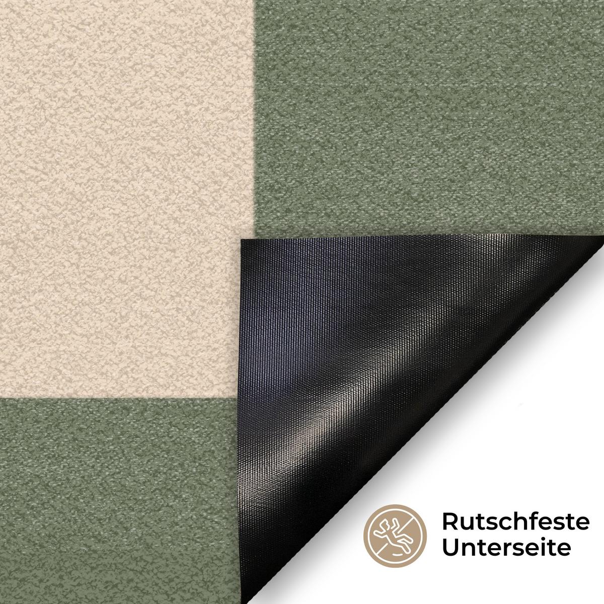 FUSSMATTE Schachbrettmuster - Grün - Beige - Blöcke Flurteppich 90x60 cm - Olivgrün, Kunststoff (90/0.4cm) - MuchoWow