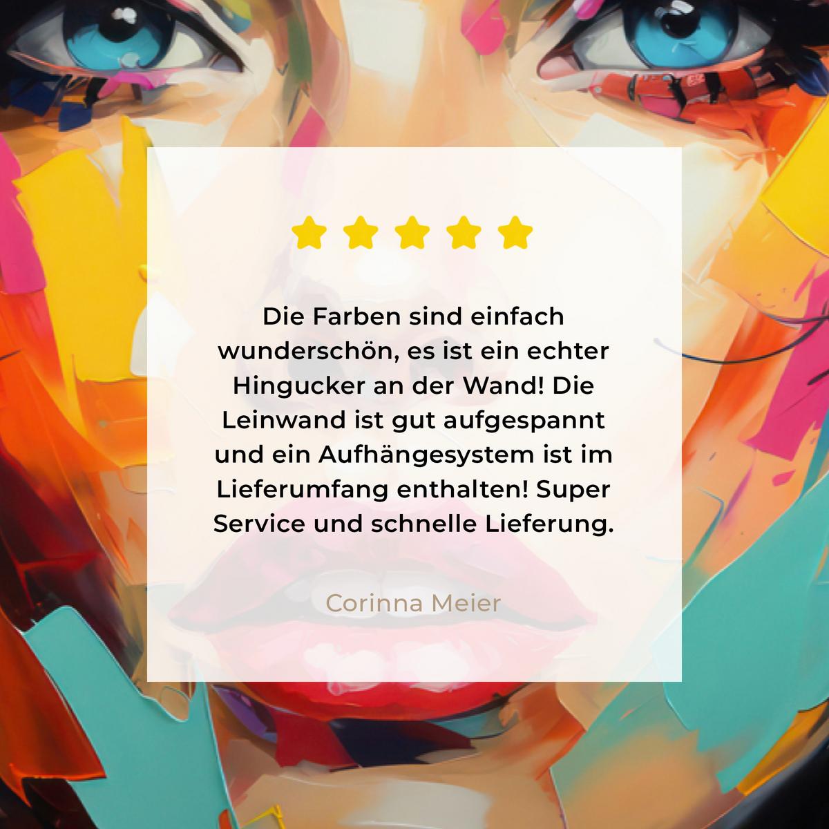 LEINWANDBILD Frau - Porträt - Farbenfroh - Kunst XXL 150x100 cm - Multicolor, Textil (150/100cm) - MuchoWow