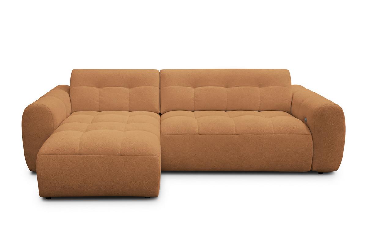 ECKSOFA LUMERO 4-Sitzer LINKS, orange - Schwarz/Orange, Holz/Textil (275/166cm) - Courtois Laville