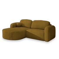 ECKSOFA AMILIA P L-S Gelb Kordstoff mit Schlaffunktion - Gelb, Holz (263/174cm) - MASSENO