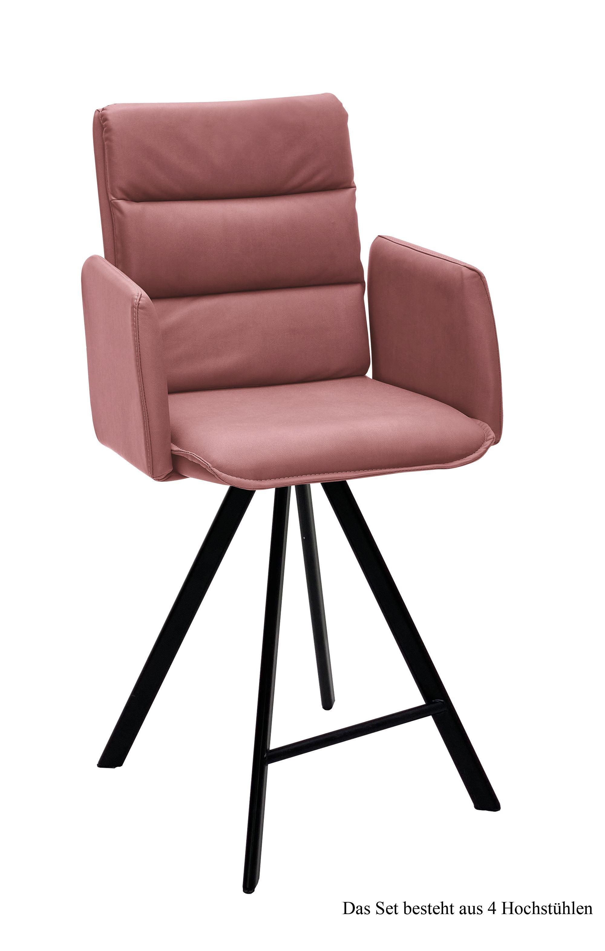 THEKENSTUHL (4er-Set) Delicia 52x109x60 Schwarz/Rosewood - Dunkelrosa/Schwarz, Kunststoff (60/109/52cm) - 58aufmkessel