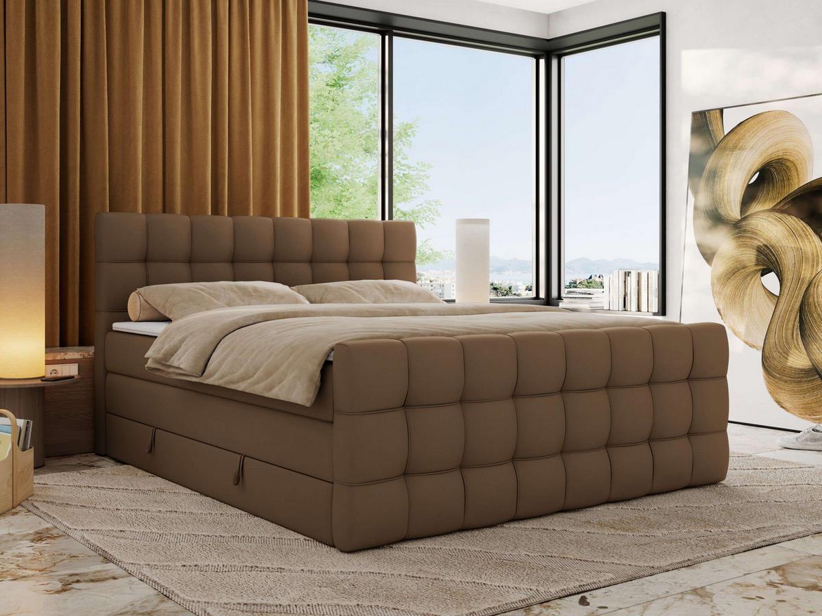 BOXSPRINGBETT ALTIVO KING DUO 120/200 - Braun Kunstleder - H3 - Braun, Textil (120/200cm) - MKS