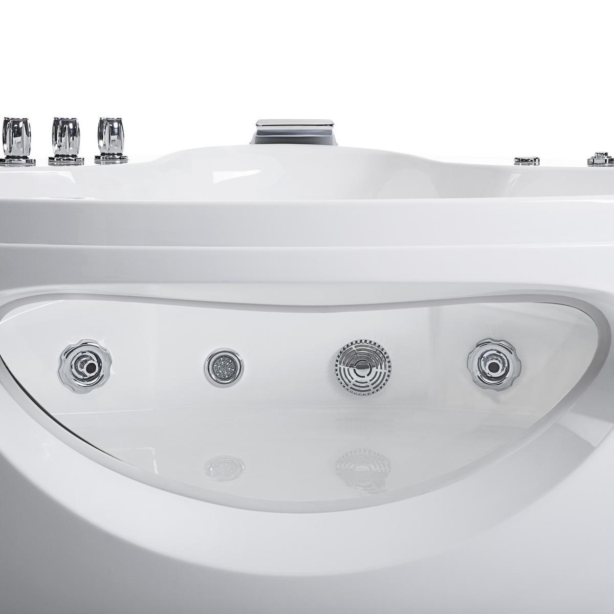 WHIRLPOOL-BADEWANNE mit LED 138x190x61 cm weiß Tocoa - Weiß, Kunststoff (138/61/190cm) - Beliani