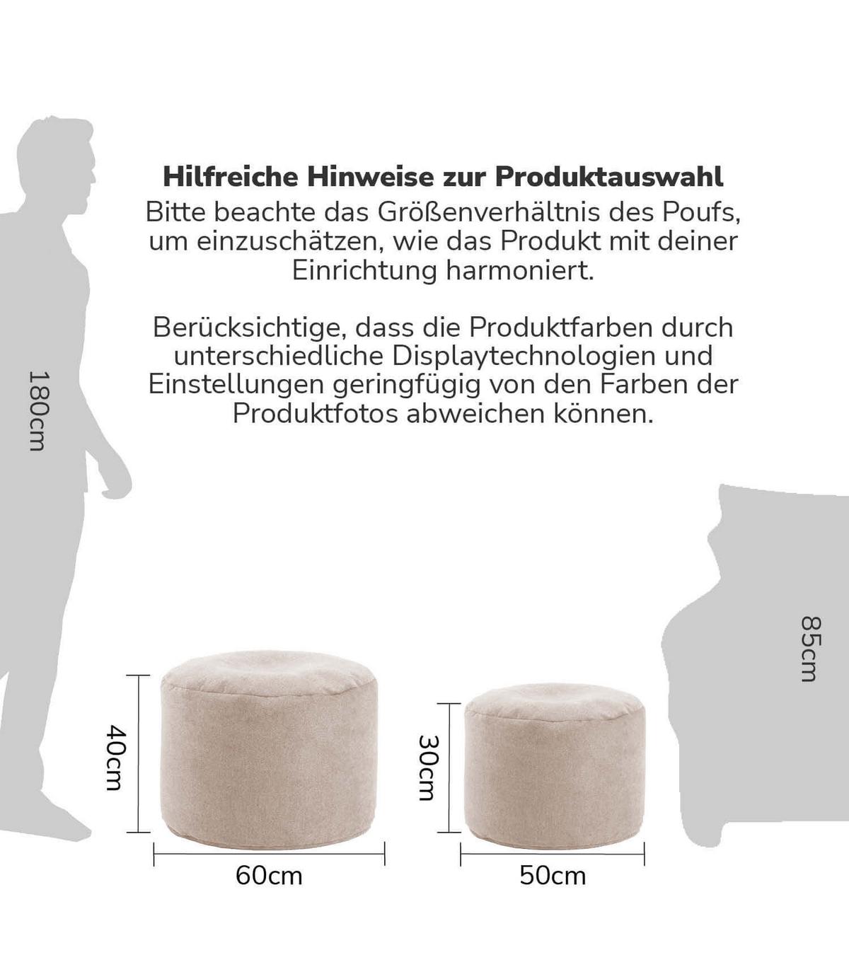POUF Der Ruhepouf - Beige, Textil (60/40/60cm) - Mokebo