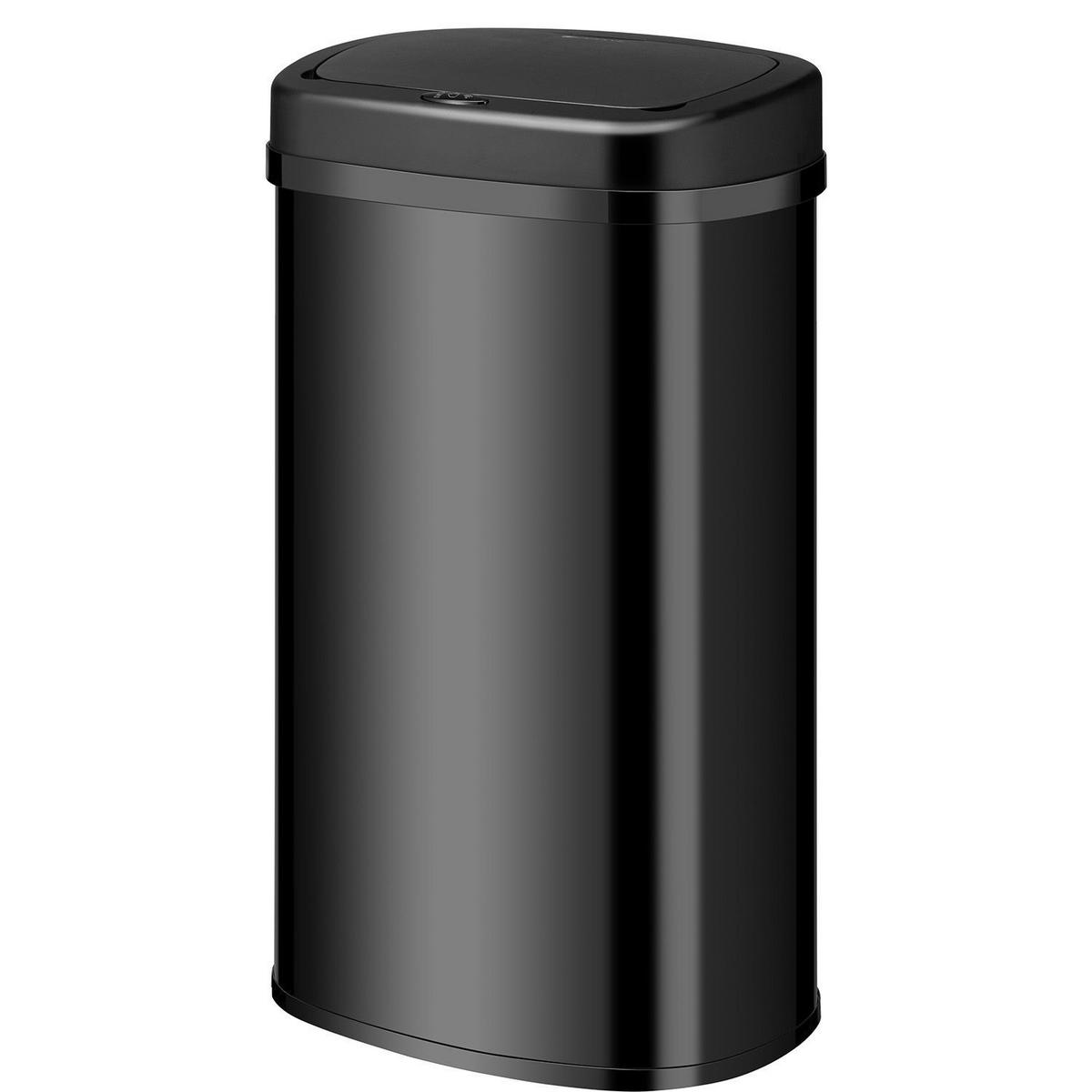 MÜLLEIMER viereckig 60L schwarz mit Sensor - Schwarz, Metall (40/63/29cm) - Juskys