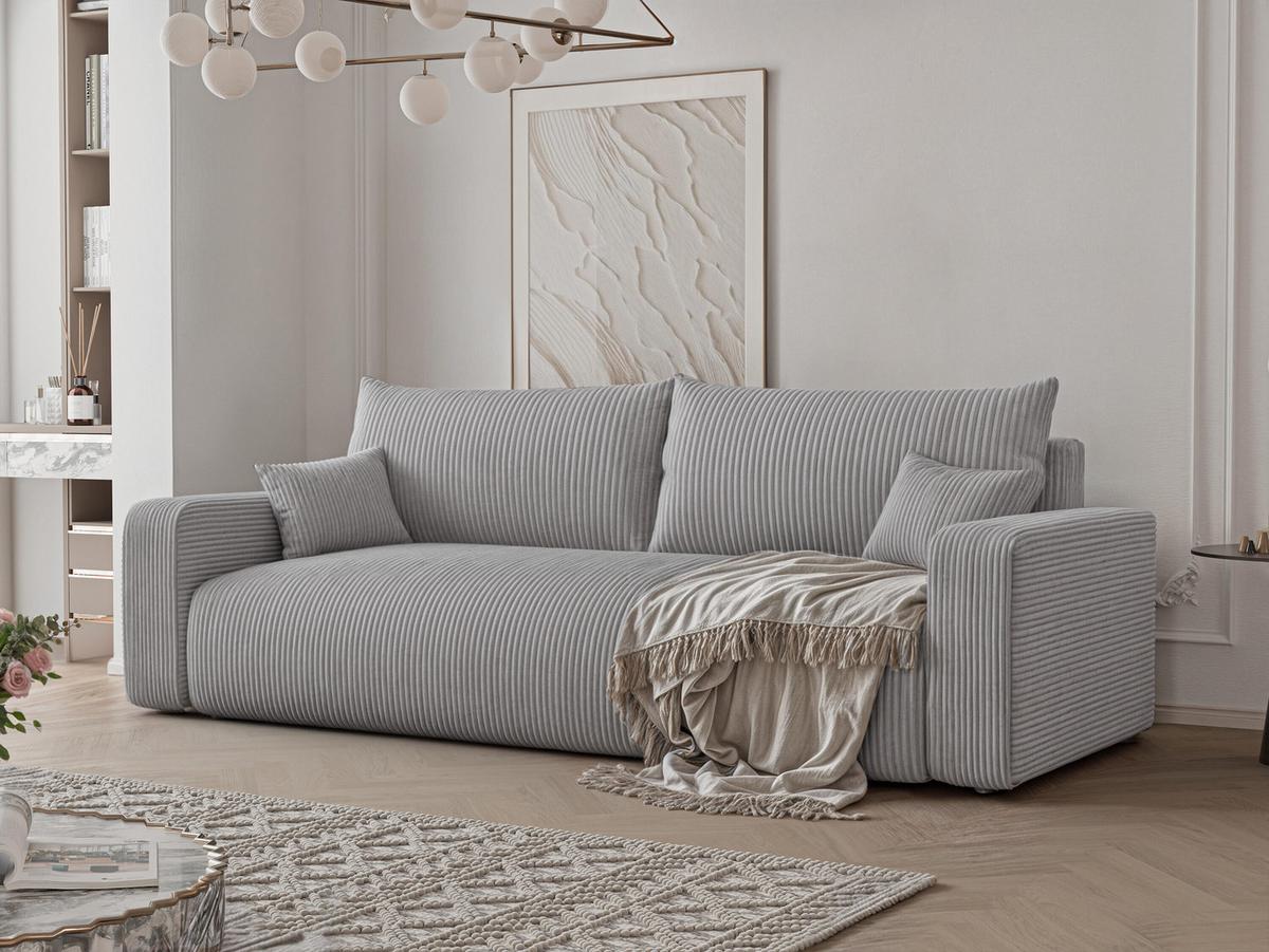 SOFA mit Schlaffunktion, Hellgrau - Hellgrau, Holzwerkstoff (246/79/93cm) - Idohome