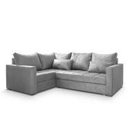 ECKSOFA LIRENO L-S Hellgrau Plüsch-Stoff mit Schlaffunktion - Hellgrau/Grau, Holz/Kunststoff (220/153cm) - MASSENO