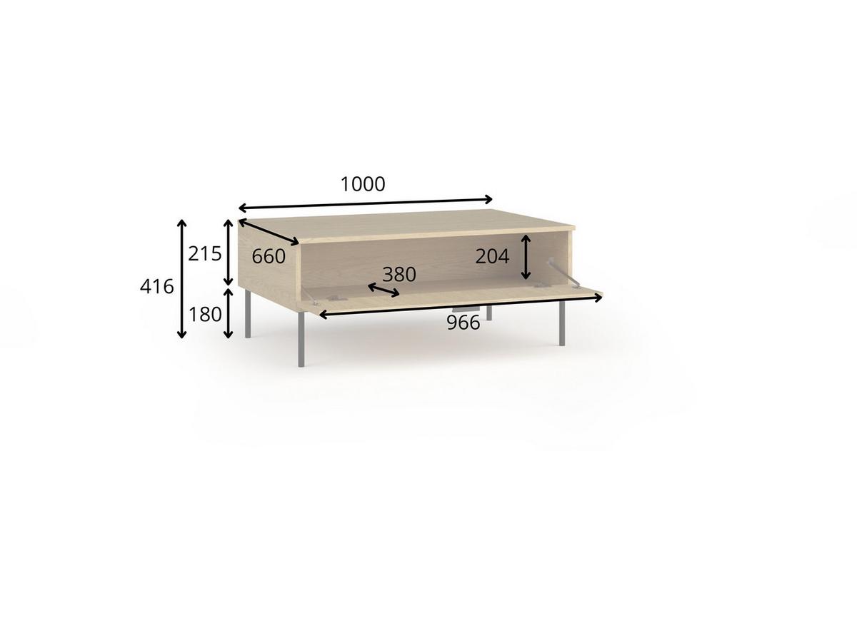 COUCHTISCH Eiche Baltic 100/41,6/66 - Eiche Bianco, Holzwerkstoff (66/100/42cm) - RAUMHIRSCH FURNITURE