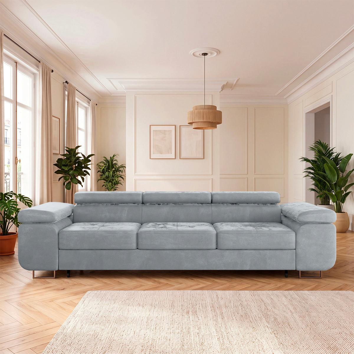 SCHLAFSOFA Wilson 3 Sitzplätze Grau - Hellgrau, Textil (275/69/100cm) - Petits-meubles
