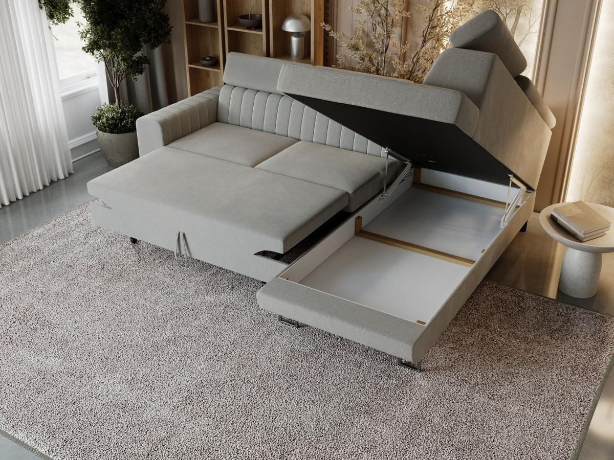 ECKSOFA Berona Grau Rechts - Grau, Holz/Textil (255/190cm) - Graingold