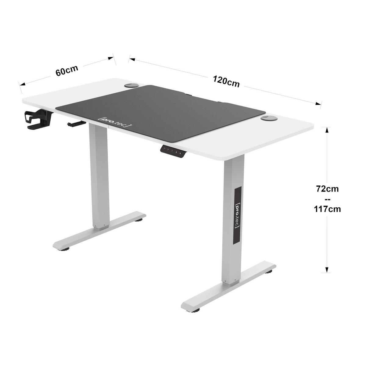 VERSTELLBARER TISCH Stryn - Schwarz/Weiß, Holzwerkstoff/Metall (60/120/117cm) - pro.tec