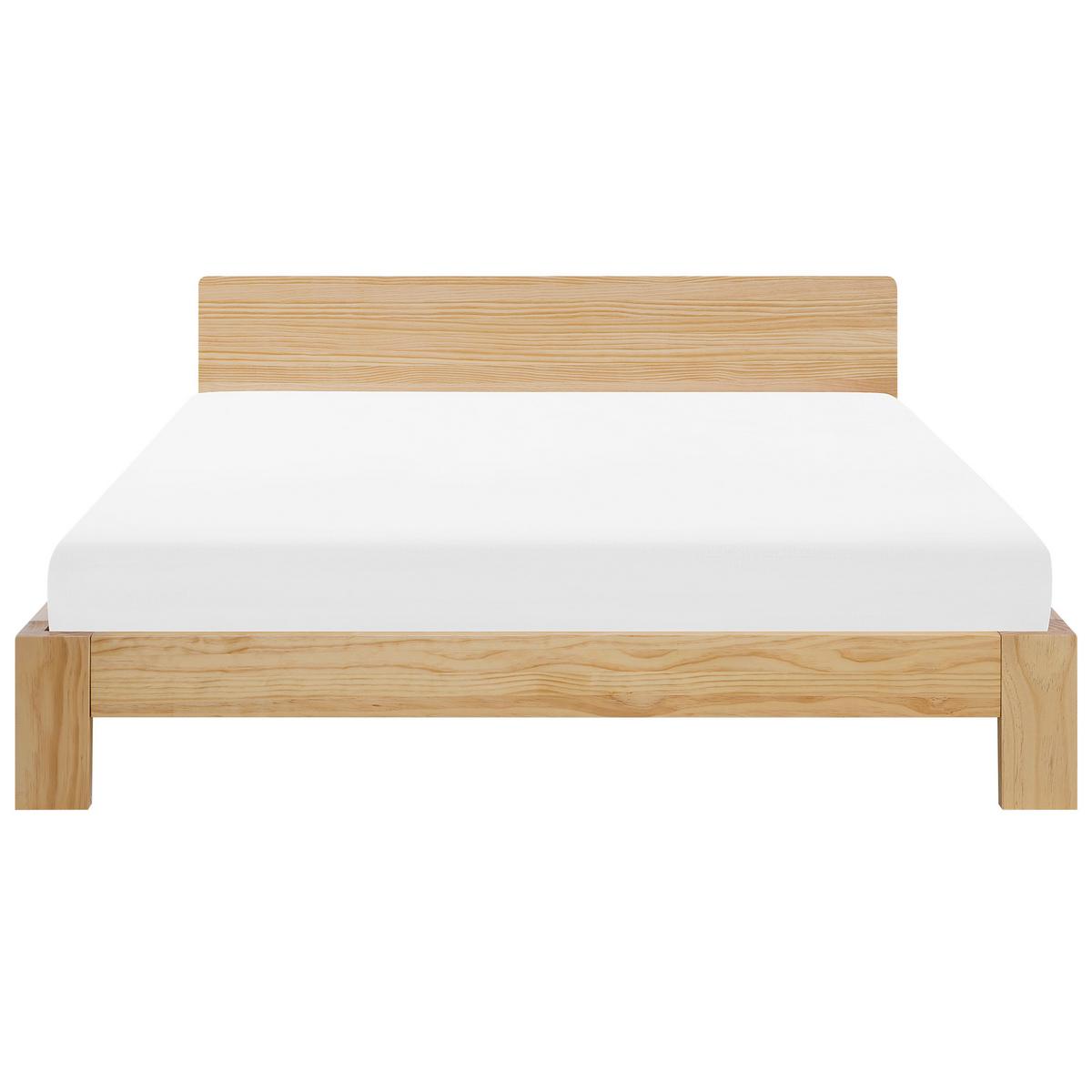 BETT mit Lattenrost 180x200 cm Heller Holzfarbton Royan - Hellbraun, Holz (180/200cm) - Beliani