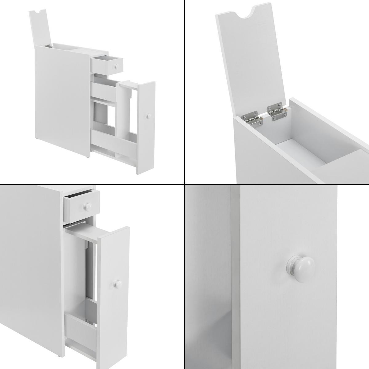 SEITENSCHRANK Kihniö - Weiß, Holzwerkstoff (16/58/48cm) - [en.casa]