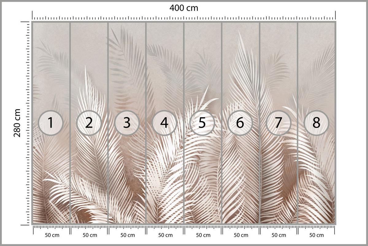FOTOTAPETE Palmenblätter tropische Pflanzen 400x280cm - Beige/Braun, Papier (400/280cm) - Muralo