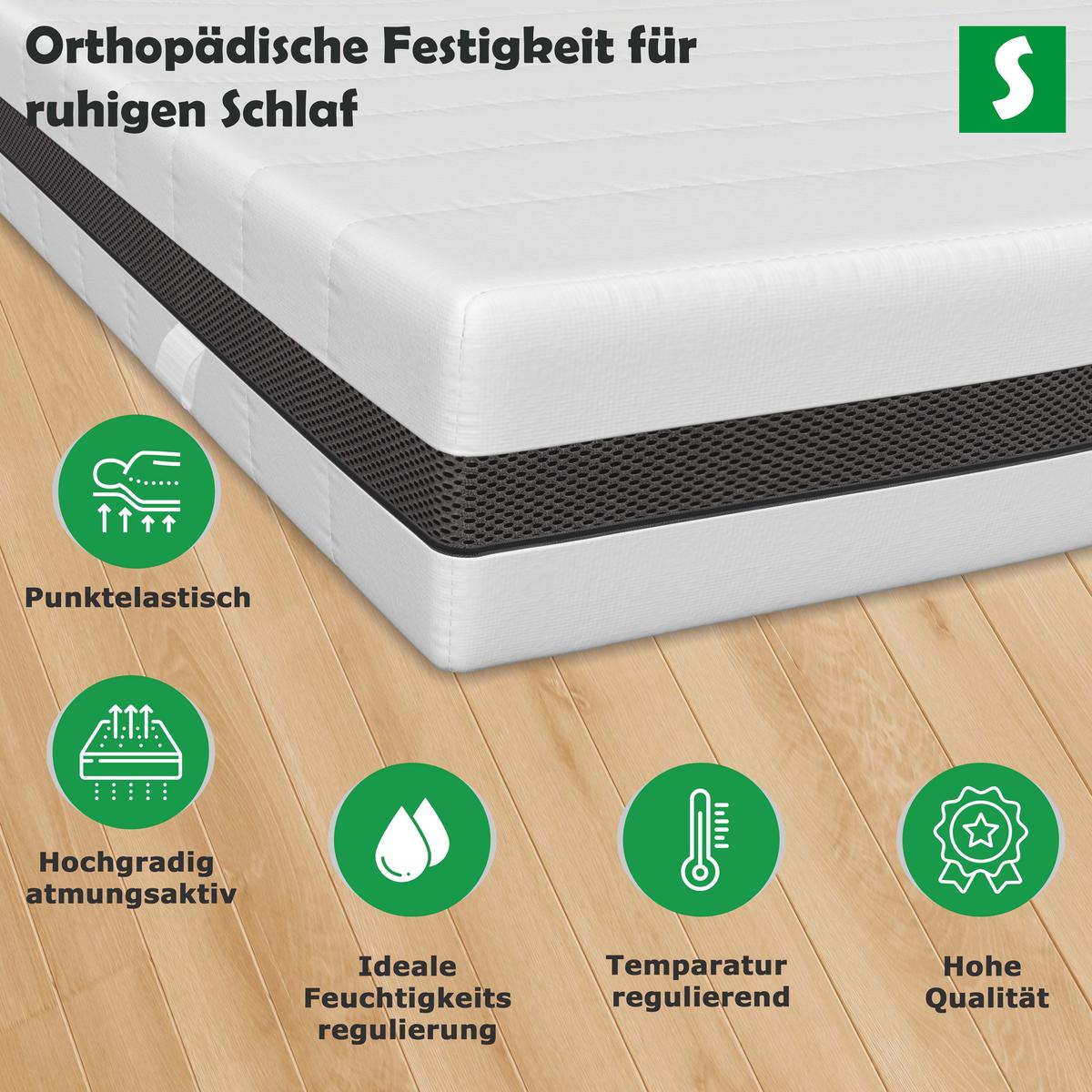 TASCHENFEDERKERNMATRATZE– H3 / H4 für optimalen Liegekomfort 140x200 cm - Weiß, Textil (140/200cm) - Schlaftroll