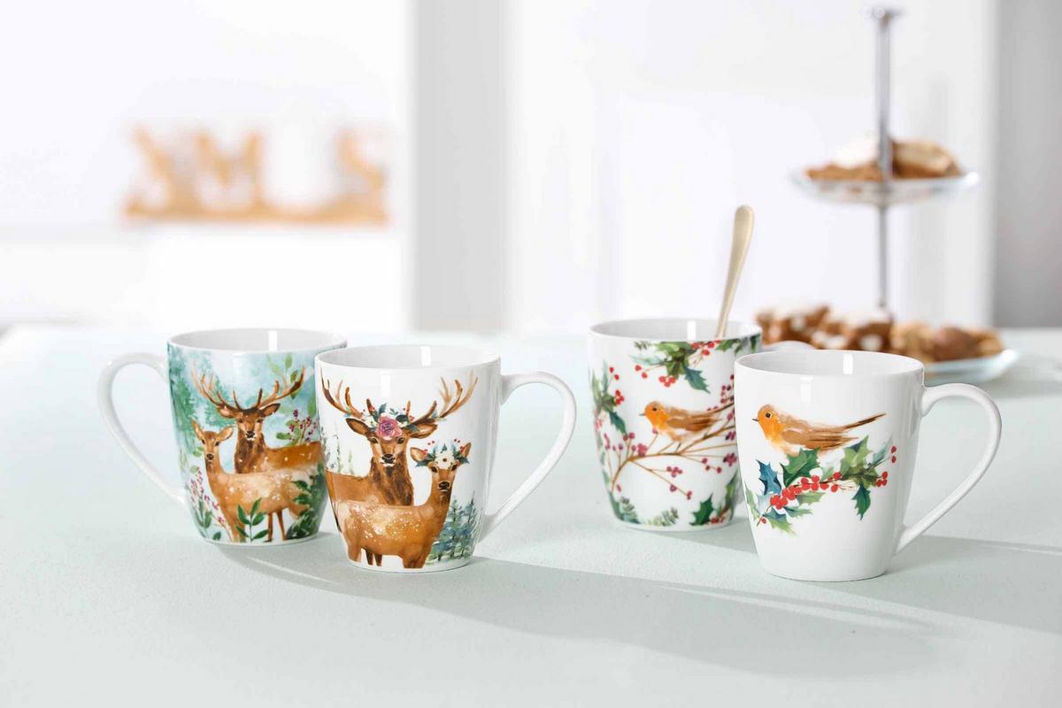 HENKELBECHER Winter Bird bunt 360 ml 6er Set - Multicolor, Keramik (0.36L) - Ritzenhoff Breker