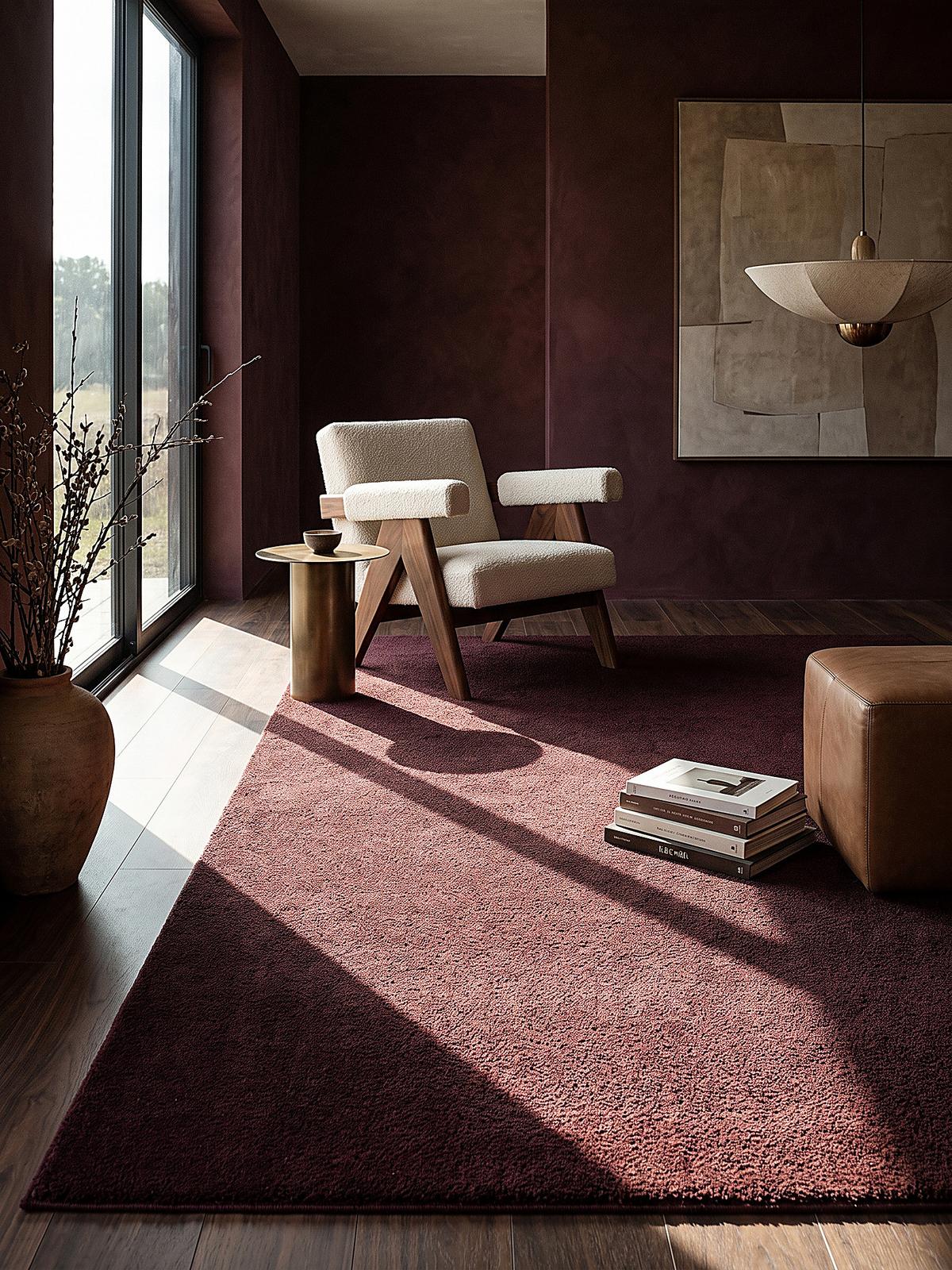 TEPPICHLÄUFER Antirutsch Uni ALDAN Polyester Bordeauxrot 80 x 150 cm - Rot, Textil (80/150cm) - KADIMA DESIGN
