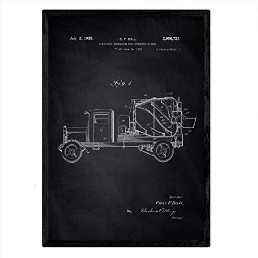 POSTER Vintage Patent – Cement Mixer A3 Rahmenlos - Klar, Papier (29.7/5/42cm) - Nacnic