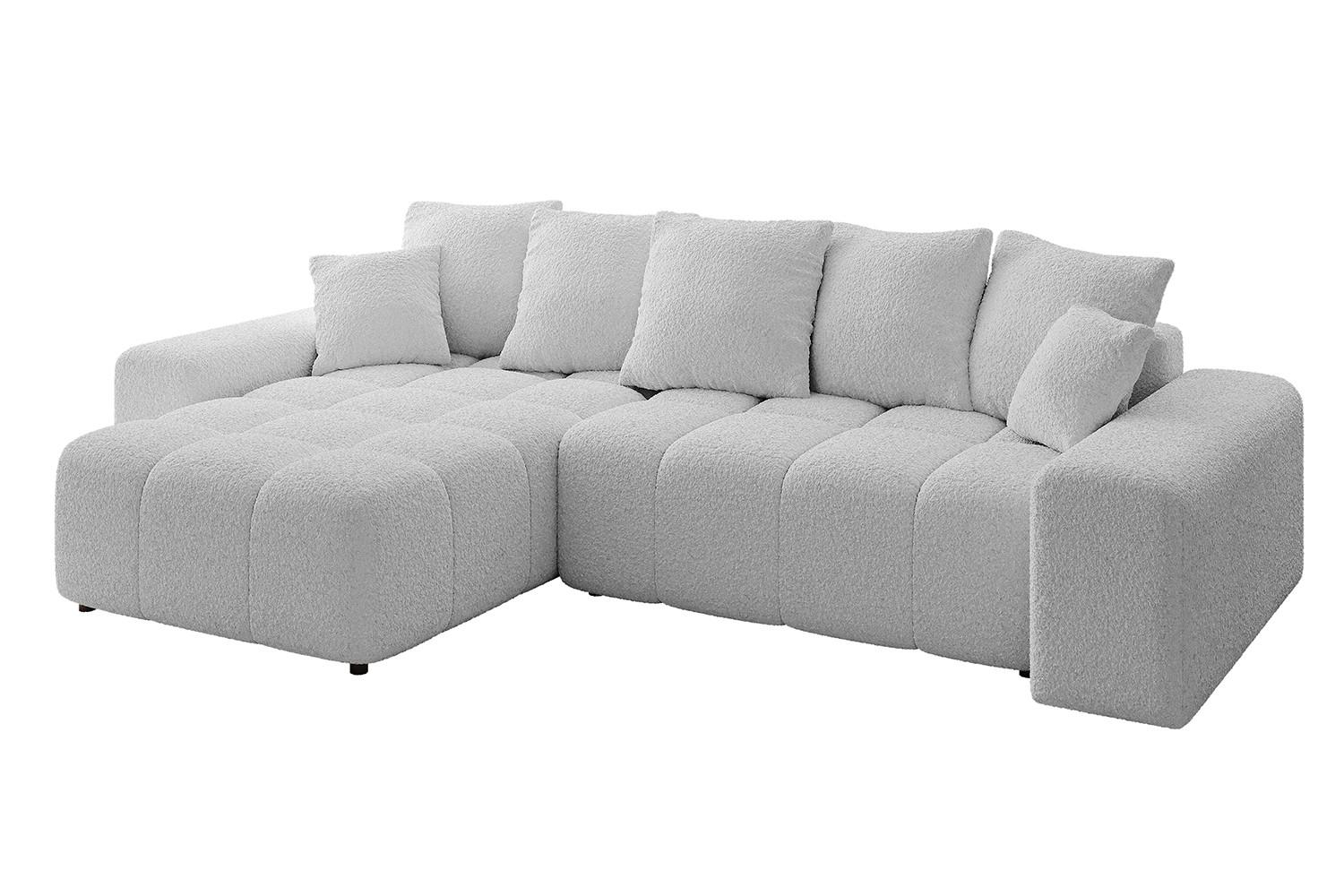 ECKSOFA Ottomane links ENIL-L 297x189x68 Hellgrau Bouclé - Hellgrau, Holzwerkstoff/Kunststoff (297/189cm) - ALTDECOR