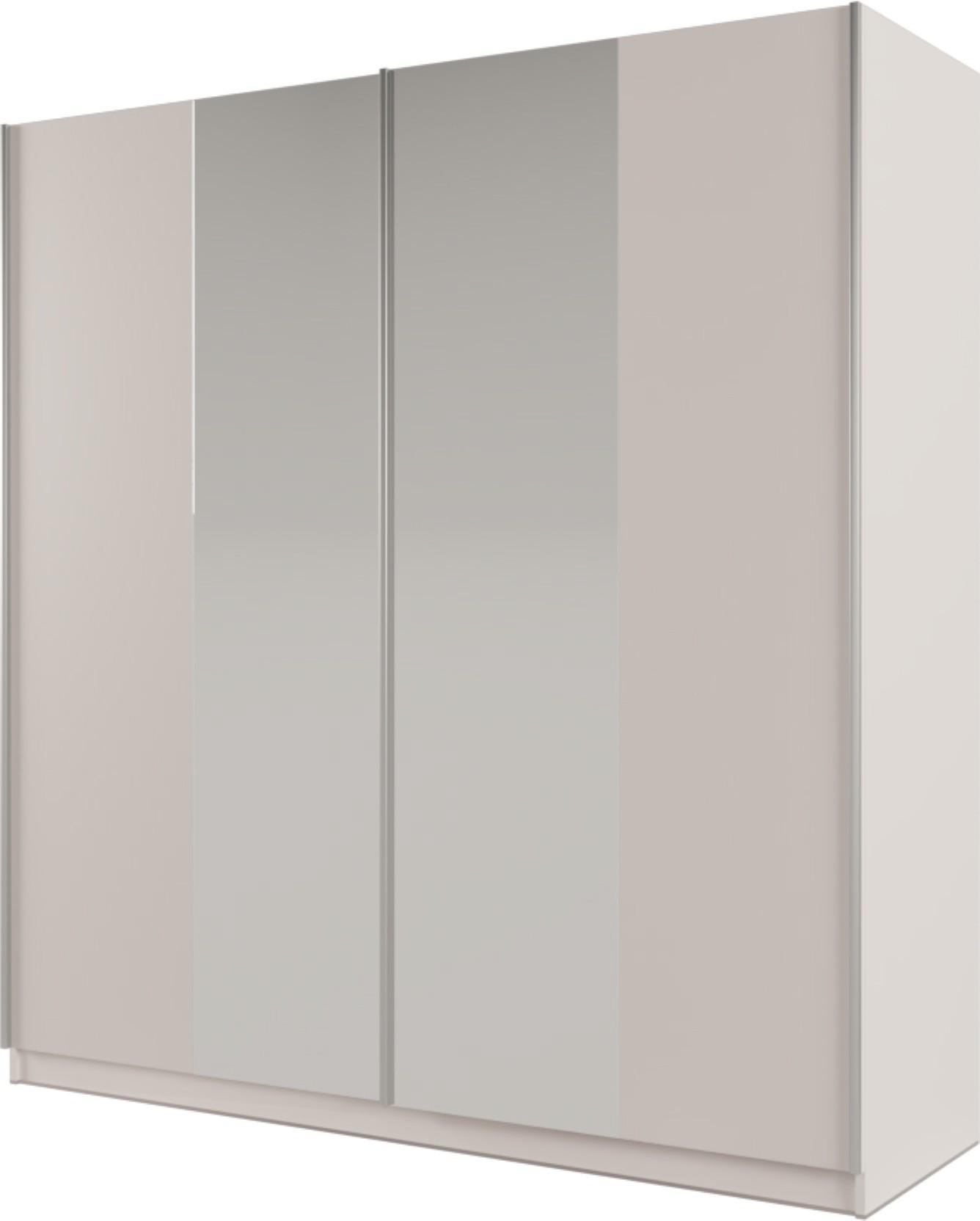 SCHWEBETÜRENSCHRANK SAMIRA 200/210/65 cm 2-türig mit Spiegel Beige - Beige, Holzwerkstoff (200/210/65cm) - MASSENO