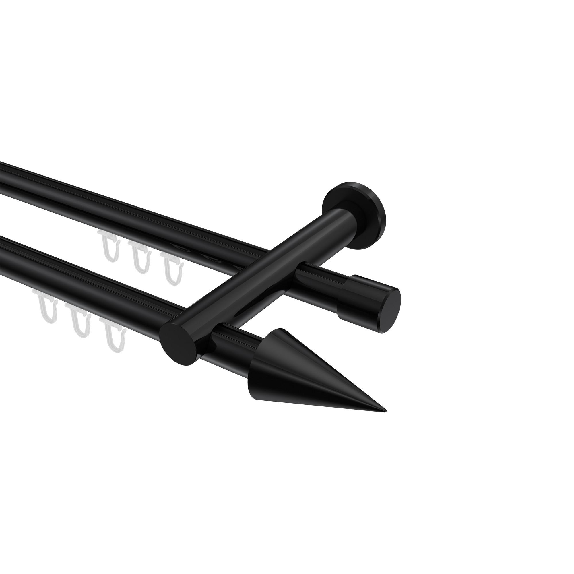GARDINENSTANGE INNENLAUF Platon Savio 360 cm (geteilt in 2 x 180 cm), 2-läufig, 20 mm Ø Schwarz - Schwarz, Metall (360cm) - INTERDECO