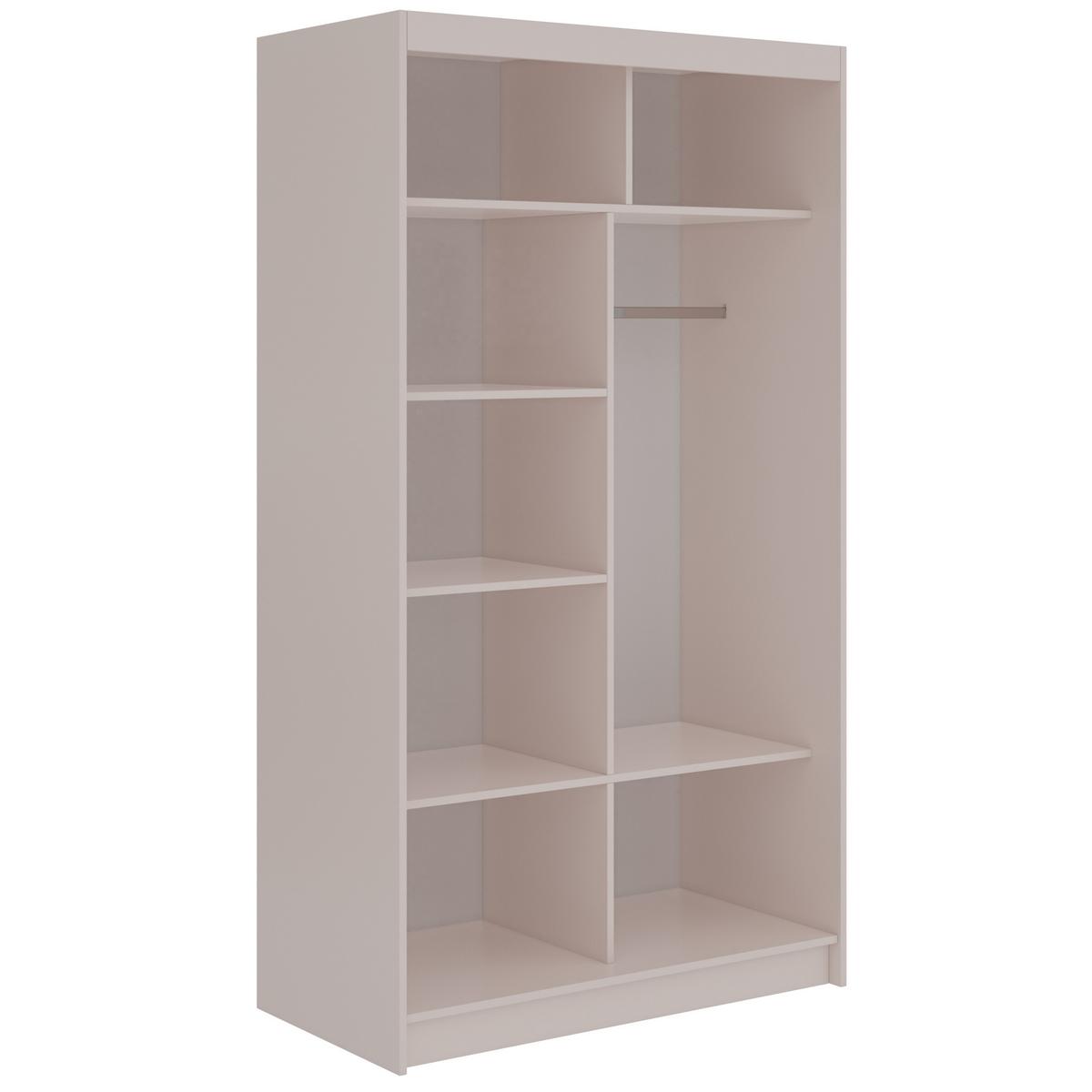SCHWEBETÜRENSCHRANK mit Spiegel LAOS - 120 - Kaschmir - Eiche Artisan Lamellen - Kaschmir/Alufarben, Holzwerkstoff/Metall (120/216/61cm) - MKS