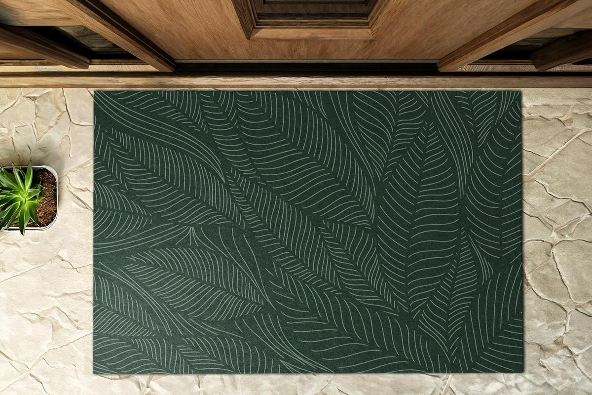 FUSSMATTE 150 x 100 cm Flora Muster - Waldgrün, Textil (150/100cm) - TULUP