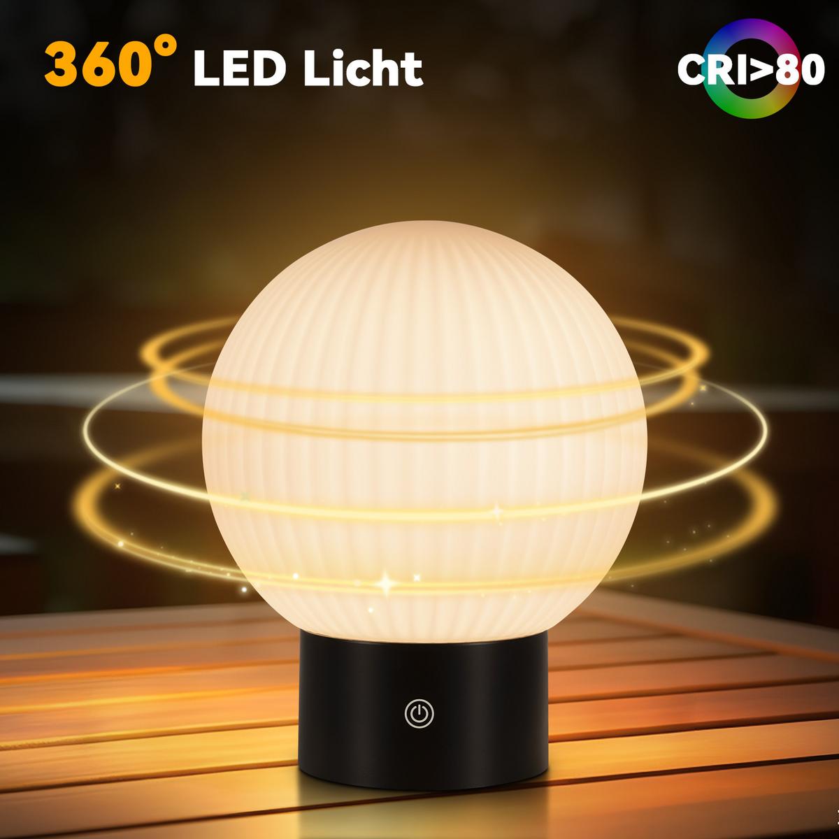 LED TISCHLAMPE Luminara 18.4/15/8.7 cm - Weiß, Glas (18.4/15/8.7cm) - ZMH