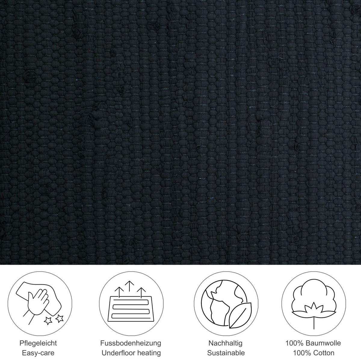 FLECKERLTEPPICH Chindi 70x140 cm - Schwarz, Textil (70/140cm) - Rug and Roll