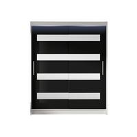 SCHWEBETÜRENSCHRANK Westa XIII, mit RGB LED Beleuchtung - Klar/Silberfarben, Holzwerkstoff/Metall (150/200/58cm) - MIRJAN24