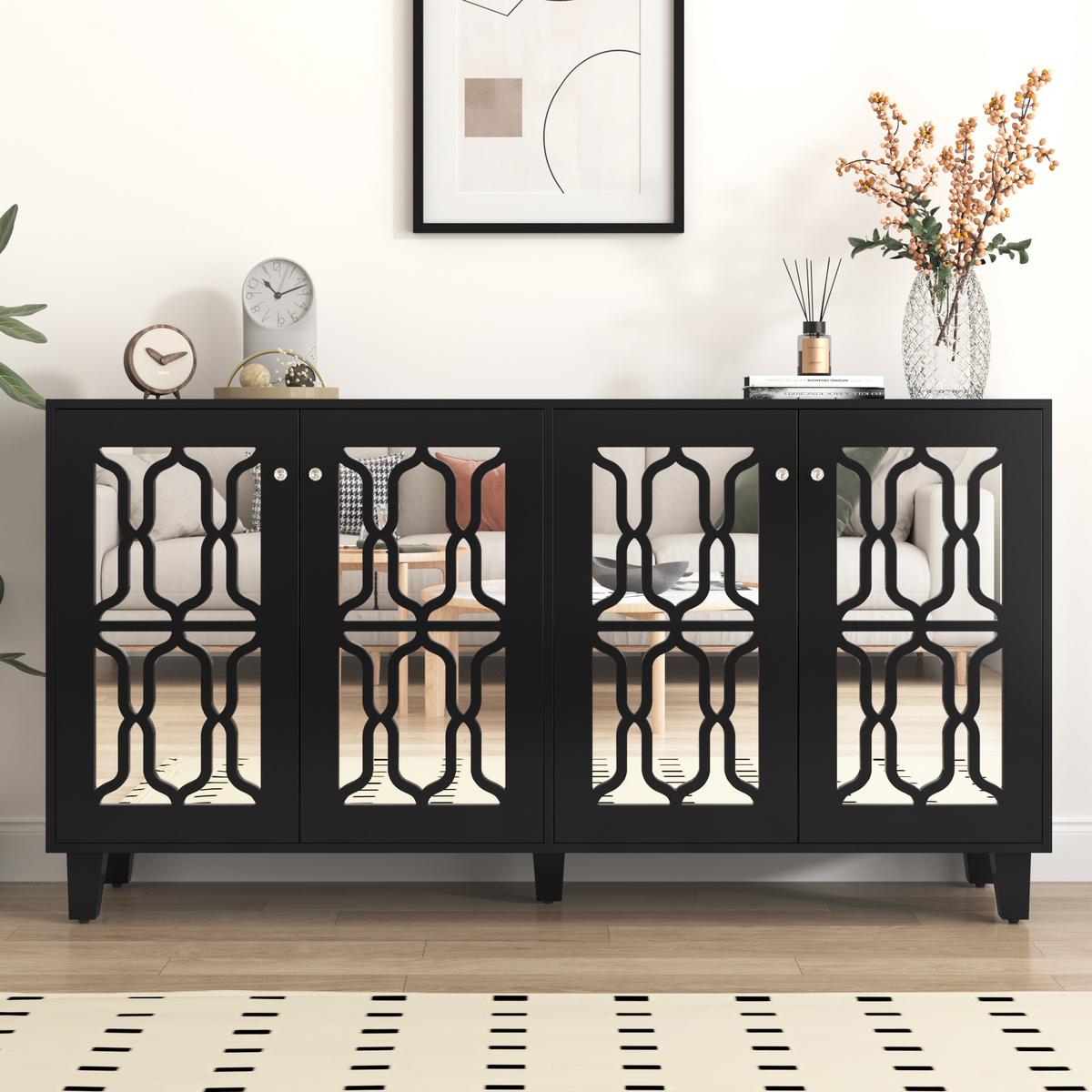 SIDEBOARD Black 160/40/84 cm - Schwarz, Holz (160/84/40cm) - Urban Meuble