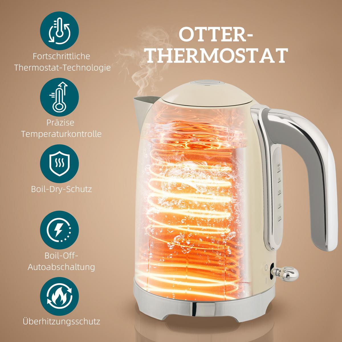 KOCHER-TOASTER-SET 2er Set Kunststoff Edelstahl Cremeweiß - Creme, Kunststoff (16/24.4/23.5cm) - HOMCOM