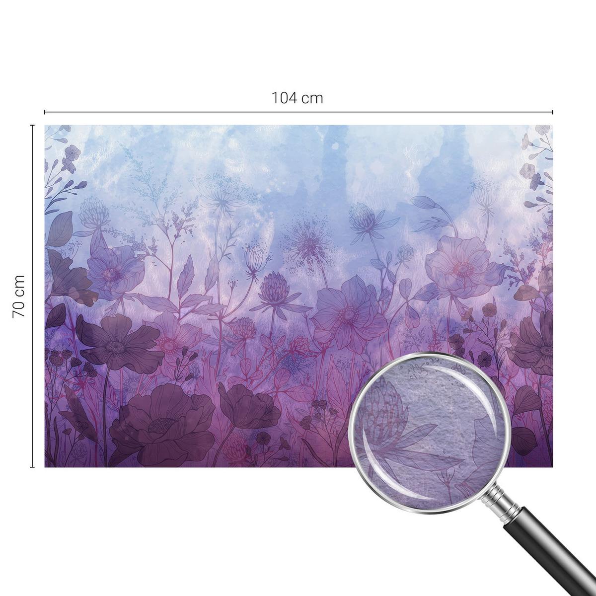FOTOTAPETE 104x70 cm - Pastellblumen - Blau, Textil (104/70cm) - Wallfluent