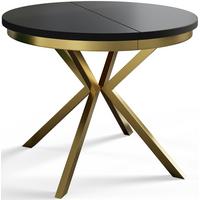 RUNDER Esszimmertisch BERGO, ausziehbarer Tisch Durchmesser: 120 cm/200 cm, Wohnzimmertisch Farbe: Schwarz, mit Metallbeinen in Farbe Gold - Goldfarben/Schwarz, Holzwerkstoff (120/120/76cm) - Alpi-Möbel