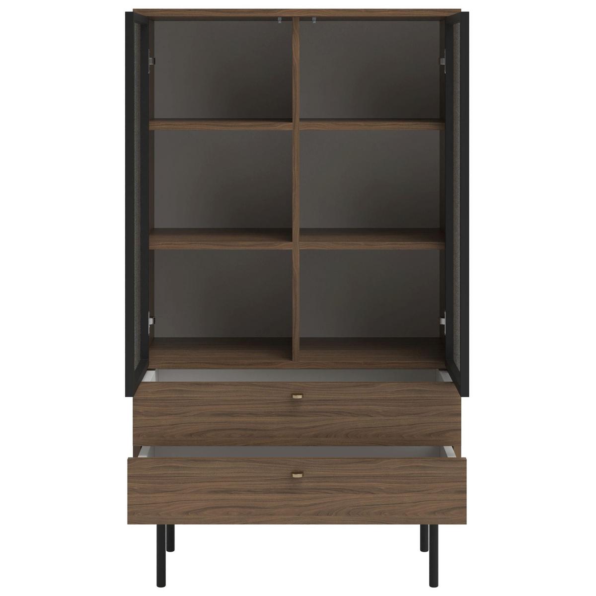 VITRINE Olar II Holzoptik Carini Nussbaum 85 cm - Goldfarben/Schwarz, Holzwerkstoff/Metall (85/150/41cm) - Selsey