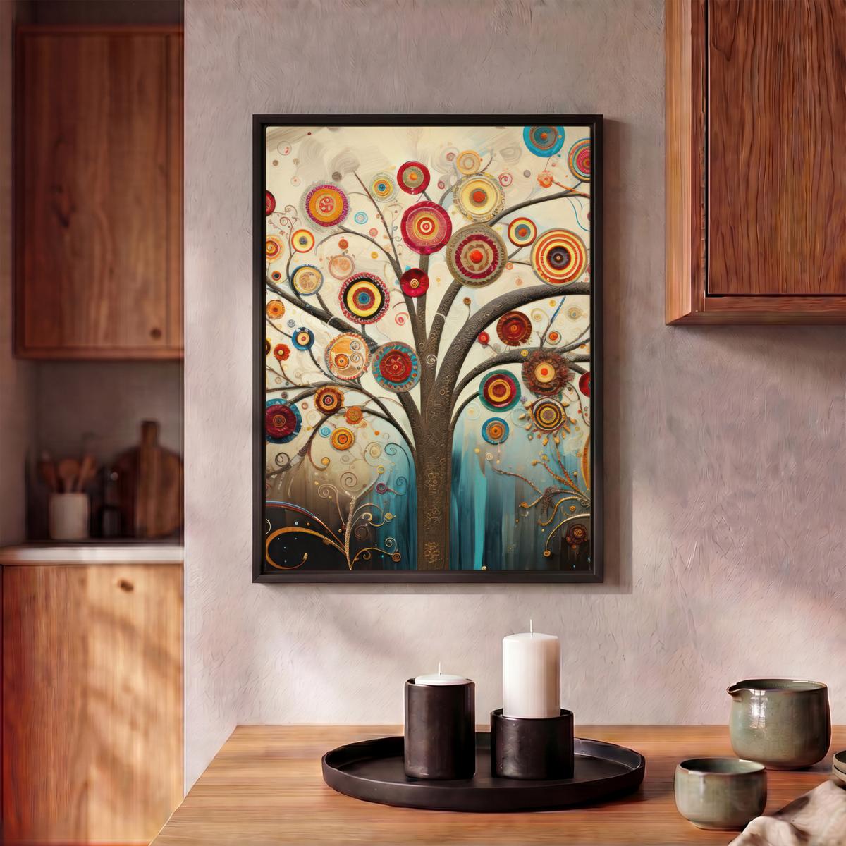 LEINWAND Bilder mit Rahmen - Baum - Baum des Lebens - Farbe - 30x40 - Braun, Textil (30/40cm) - MuchoWow