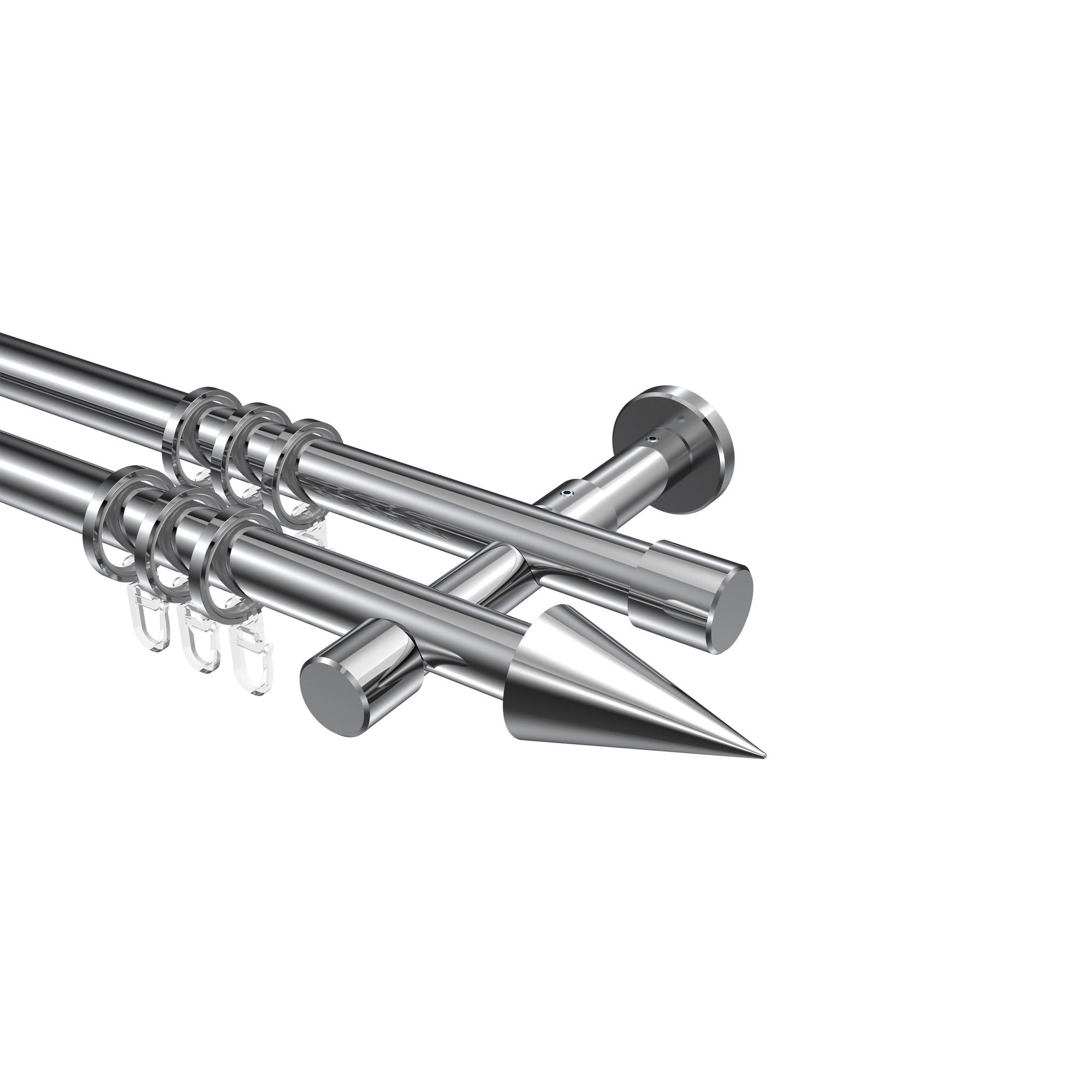 GARDINENSTANGE Prestige Savio 540 cm (geteilt in 3 x 180 cm), 2-läufig, 20 mm Ø Chrom - Chromfarben, Metall (540cm) - INTERDECO