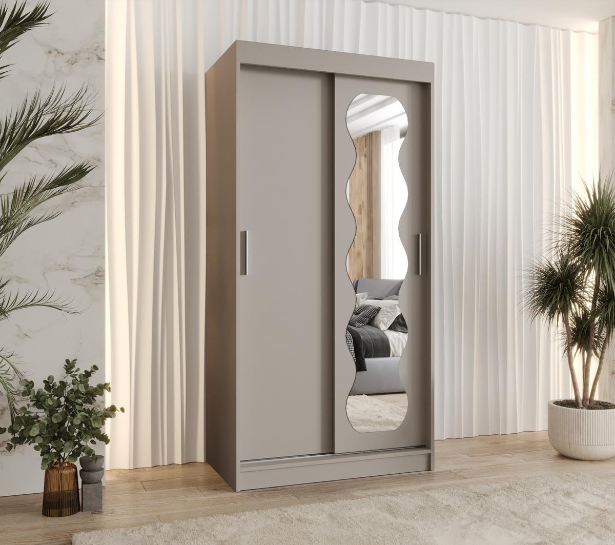 SCHIEBETÜRENSCHRANK mit Spiegel ULTRA 200/100/62 2-türig - Kaschmir/Silberfarben, Holz (100/200/62cm) - MÖBEL KRYSPOL
