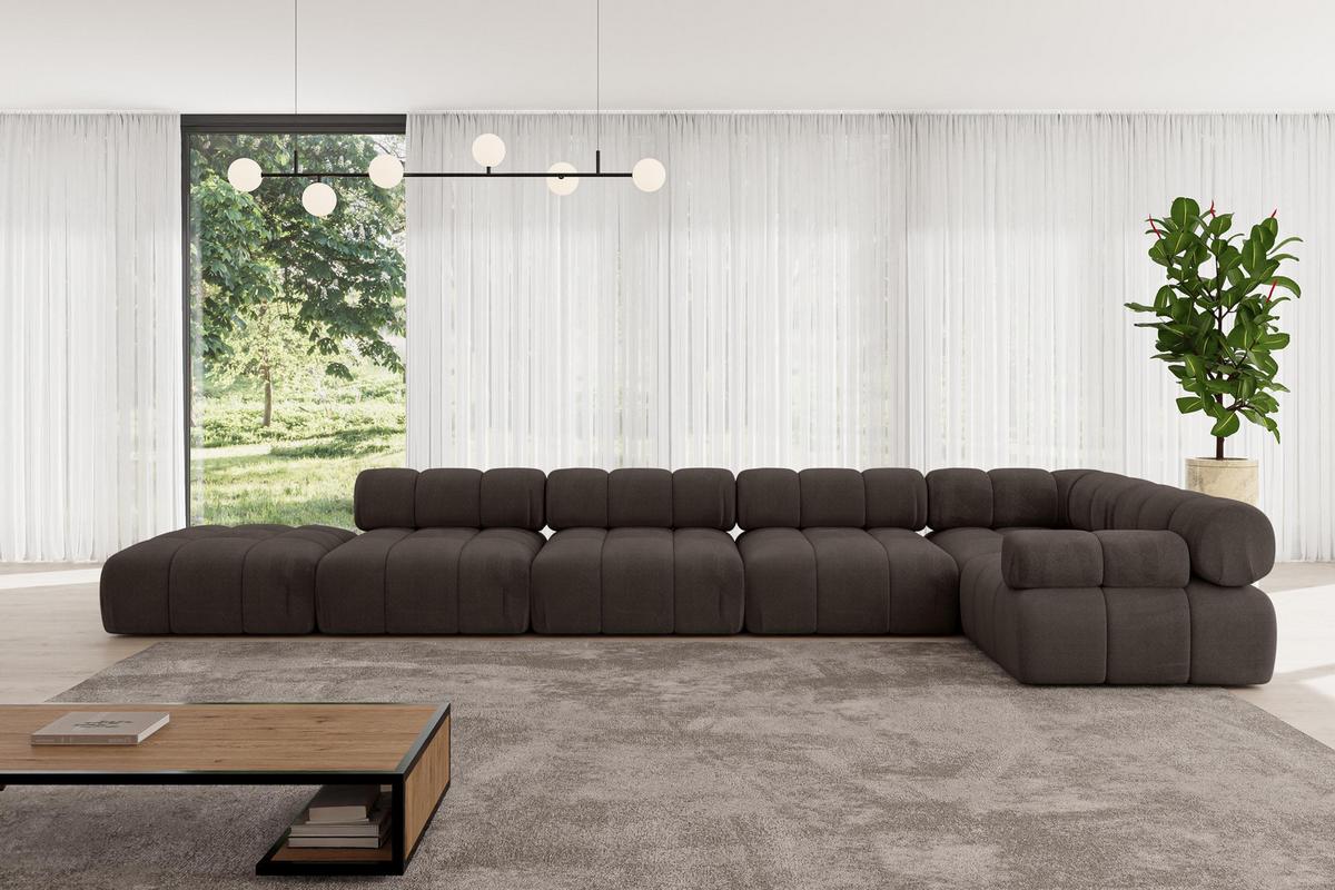 ECKSOFA modulares Sofa Felto-L3 - 475x190x70 cm Braun Velours - Braun, Holzwerkstoff/Textil (475/190cm) - ALTDECOR