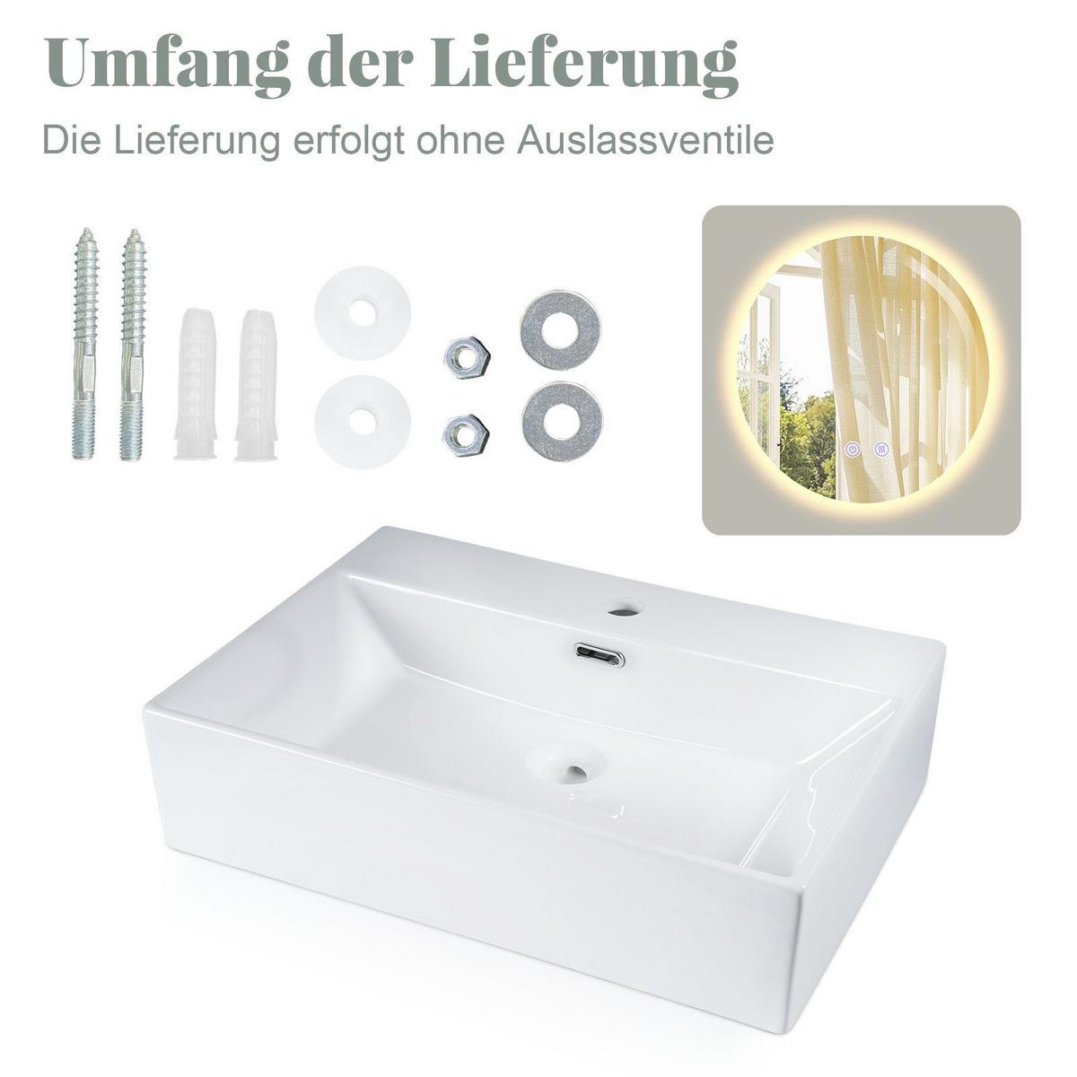 WASCHBECKEN Beatrice II 60/42/15cm - Weiß, Keramik (42/15/60cm) - Nettlife