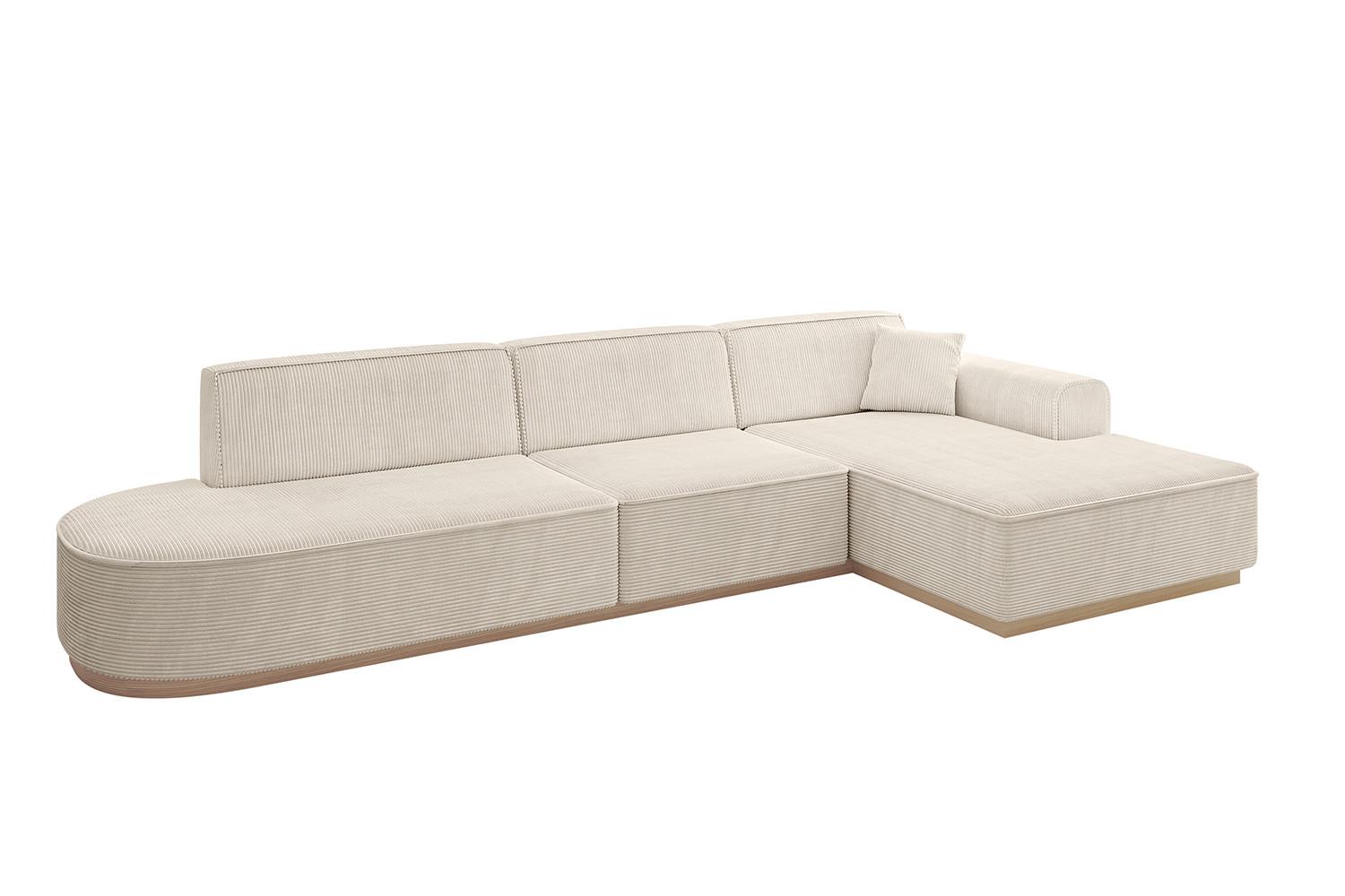 ECKSOFA Ottomane Rechts IREA-L2 - 327x165x80 cm Beige - Beige, Holzwerkstoff/Textil (327/165cm) - ALTDECOR