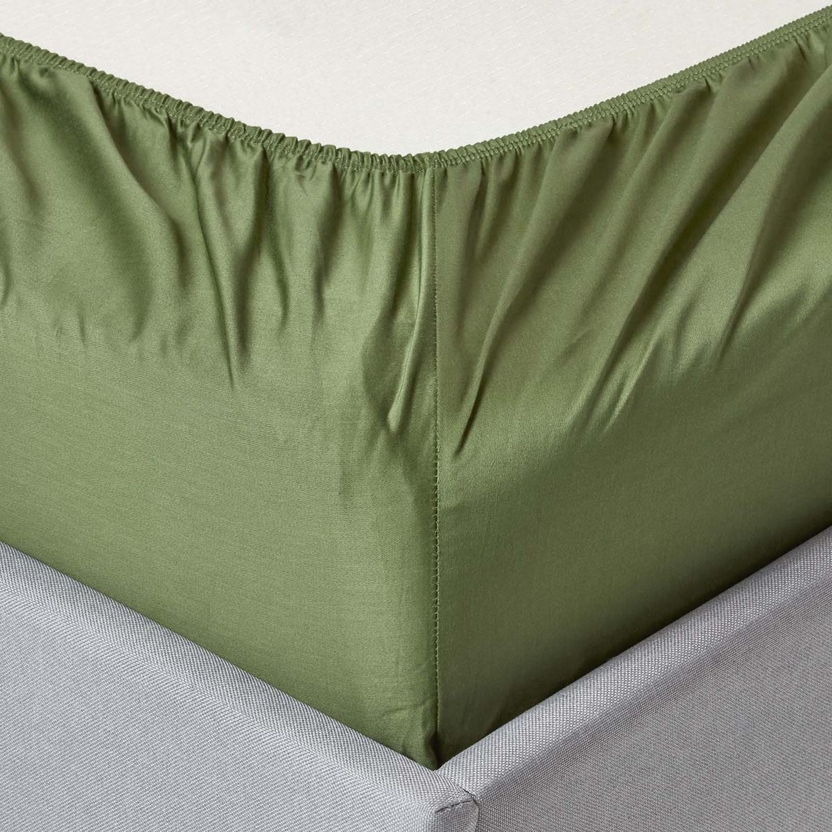 BIO-SPANNBETTLAKEN extra hoch, 100% Baumwoll-Satin - Grün, Textil (140/190cm) - Homescapes