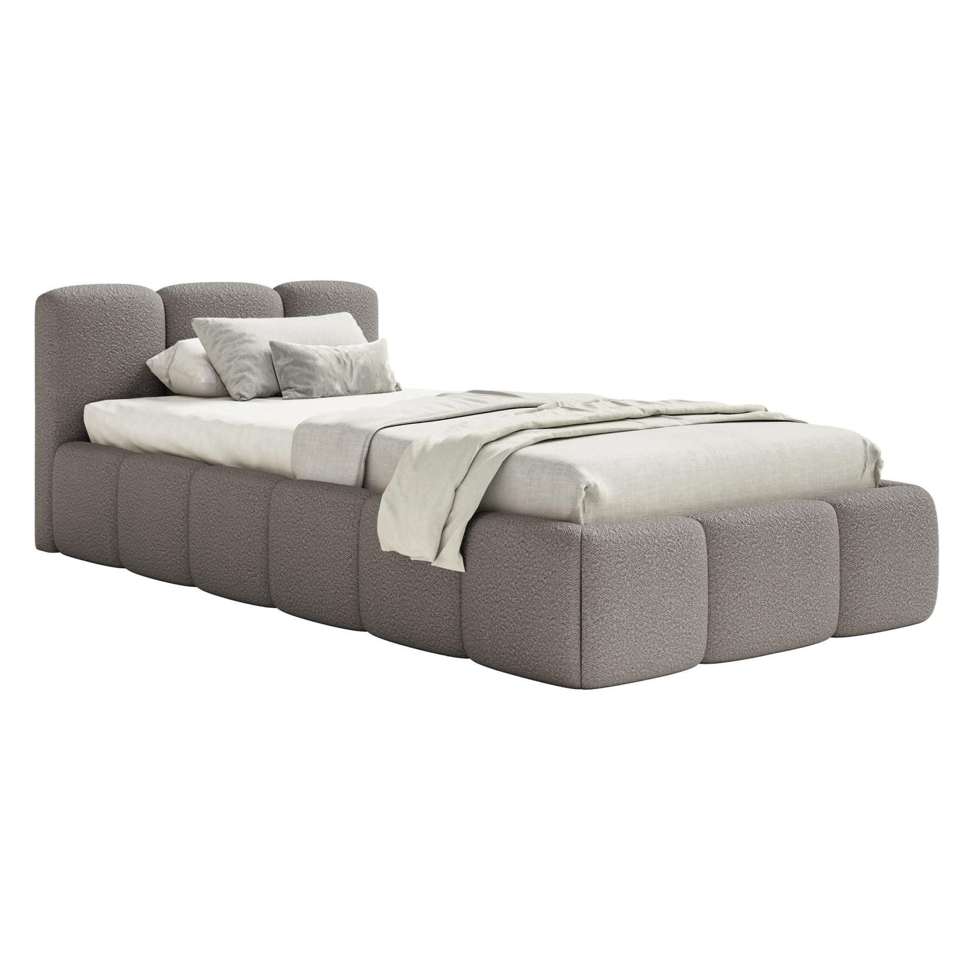 POLSTERBETT Cloudy Low Grau Bouclé, 90x200 cm - Schwarz/Grau, Kunststoff/Textil (90/200cm) - Selsey